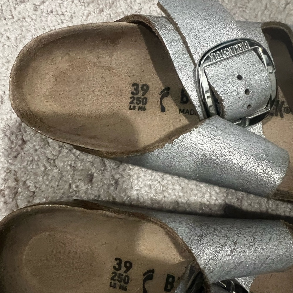 Silver Buckle Sandals Birkenstocks - Picture 5 of 6